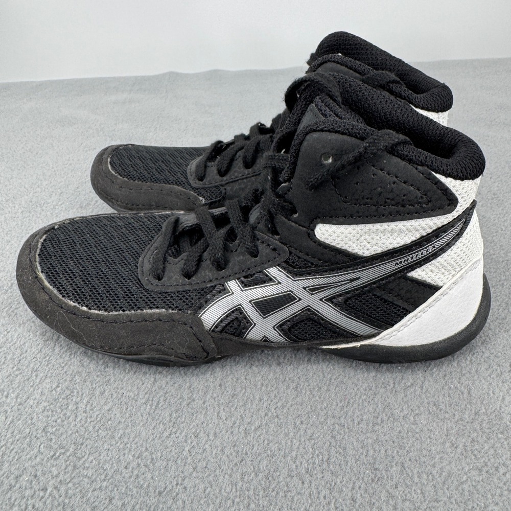 Asics Matflex 6 Youth Wrestling Shoes Black Silver 1084A007 Size K12 Kids